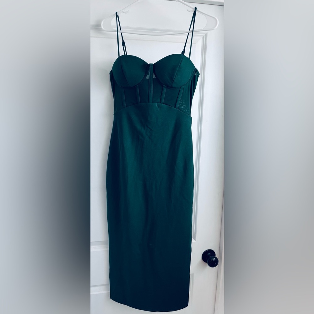 Astr Strapless Dark Green Dress